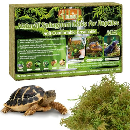 Halatool 5OZ Sphagnum Moss for Reptiles- 8QT Reptile Moss Bedding for Snake Tortoise Gecko Lizard Hermit Crab, Terrarium Humidity Retention - size: 5OZ