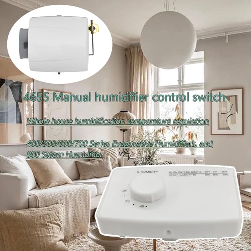 Humidistat Switch 4655, Manual Digital Control for Whole-House Duct or Wall Mounted Humidifier, 24VAC, White
