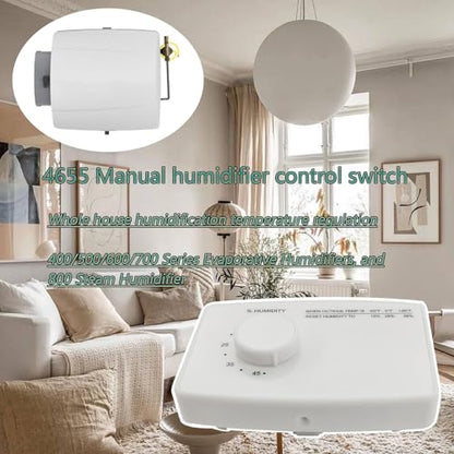 Humidistat Switch 4655, Manual Digital Control for Whole-House Duct or Wall Mounted Humidifier, 24VAC, White