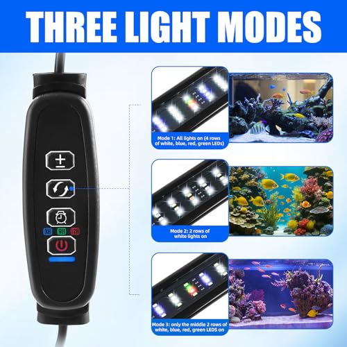 AQUANEAT LED Aquarium Light with Timer for 12-16 Inch Fish Tank, Brightness Adjustable, Full Spectrum, Low Medium Light Plant Lamp