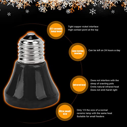 EMUKOEP Ceramic Reptile Heat Lamp Bulb Ceramic Heat Lamp Mini Infrared Heat Ceramic Amphibian Heating Lamp for Lizards Reptiles 220V‑240V (100W Black)