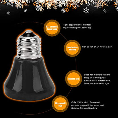 EMUKOEP Ceramic Reptile Heat Lamp Bulb Ceramic Heat Lamp Mini Infrared Heat Ceramic Amphibian Heating Lamp for Lizards Reptiles 220V‑240V (100W Black)