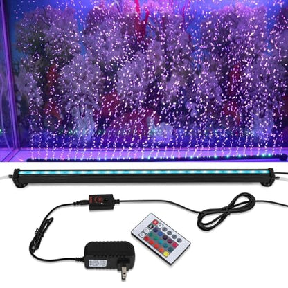 Submersible Aquarium Light, Fish Tank Light with Air Bubble Hole, RGB Color Changing Brightness Adjustable IP68 Waterproof Remote Control LED Light for Aquarium Fish Tank 20 inch - size: 20 inch Air Bubble Hole
