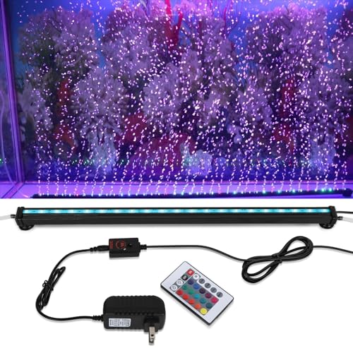 Submersible Aquarium Light, Fish Tank Light with Air Bubble Hole, RGB Color Changing Brightness Adjustable IP68 Waterproof Remote Control LED Light for Aquarium Fish Tank 20 inch - size: 20 inch Air Bubble Hole