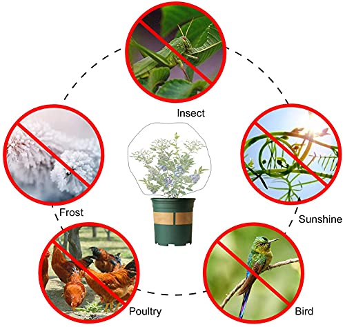 4 Pack Garden Neting Plant Insect Bird Barrier Mesh with Drawstring 4.6Ft x 5.91Ft Mesh Plant Covers Freeze Protection Tomato Barrier Bag for Garden Flower Blueberry Vegetables Fruits Bird Eating - size: 4.6Ft x 5.91Ft
