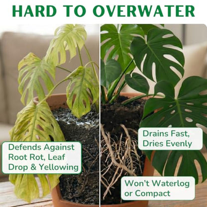 Premium Monstera Potting Soil | Quick Draining, Nutrient Rich Living Aroid Soil for Fast Growth & Healthy Root Aeration | Organic Aged Bark, Coco Coir, Perlite, Worm Castings (Large Bag)