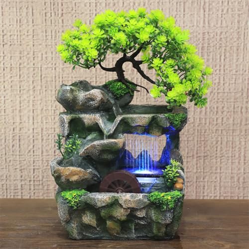 Rockery Stream Tabletop Fountain, Zen Meditation Indoor Waterfall Feature with Automatic Pump and Switch, Desktop Fountain for Home Office Bedroom Decoration (D) - size: D