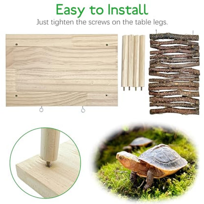 BNOSDM Reptile 16oz Cork Bark Substrate and Wooden Hideout Platform for Lizard, Gecko