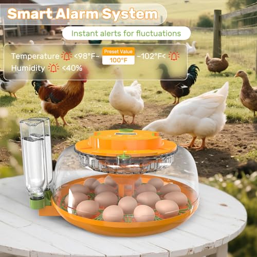 18 Egg Incubators for Hatching Eggs, Egg Incubator Incubator with Automatic Turning and Humidity Control, Auto Water Replenishment, 2 Size Trays, Air Vent, for Chicken Duck Quail Goose Eggs