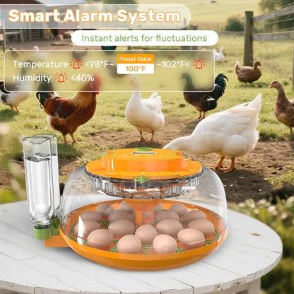 18 Egg Incubators for Hatching Eggs, Egg Incubator Incubator with Automatic Turning and Humidity Control, Auto Water Replenishment, 2 Size Trays, Air Vent, for Chicken Duck Quail Goose Eggs