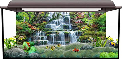 AWERT 60x24 inches Waterfall Aquarium Background Forest Park Green Tropical Plants Fish Tank Background Reptile Habitat Background Vinyl Background - size: 60x24in/150x60cm