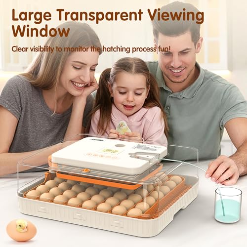 Incubator for Hatching Eggs, 56 Eggs Incubator with Automatic Egg Turning, Temperature & Humidity Control, LED Egg Candler, Incubation Days Display, for Chicken, Duck, Goose, Quail, Parrot Bird Eggs