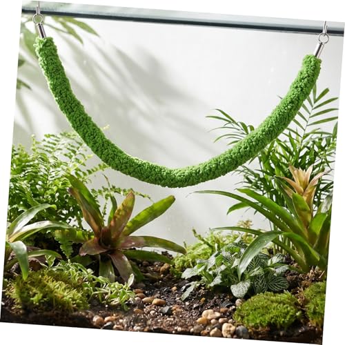 UKCOCO Reptile Climbing Rope for Terrarium with Suction Cup Hook, Flexible and Stable Climbing Support, Realistic Green Plush and Plastic Vine for Lizard and Snake Habitat