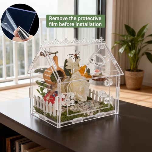 Magnetic Acrylic Spider Enclosure Kit - 5.9"x3.9"x5.1" Escape-Proof Terrarium for Jumping Spiders, Tarantulas & Mantis with Secure Magnetic Door & Ventilation - size: 5.9" x3.9 "x5.1"