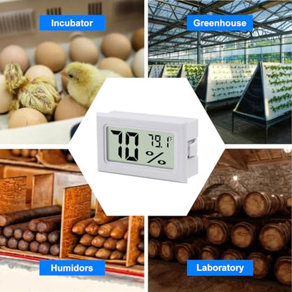 3Pcs Mini Digital Thermometer Hygrometer Electronic Temperature Humidity Gauge Meters Indoor LCD Display Fahrenheit for Greenhouse,Garden,Car Cellar and Office - color: White-3PCS