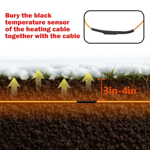 Adnee 118Ft Thermostatic Soil Heating Cable,Rubber Heating Warming Cable with Thermostat and Ground Stakes,Plant Soil Heater Cable for Cold Frame,Graden,Greenhouse Seed Grow - color: 118 Ft
