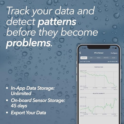 SensorPush HT.w Smart Temperature Sensor & Humidity Sensor - Thermometer & Hygrometer w/App Monitoring - Water Resistant Temperature and Humidity Monitor w/Heat Index for RV, Fridge & More