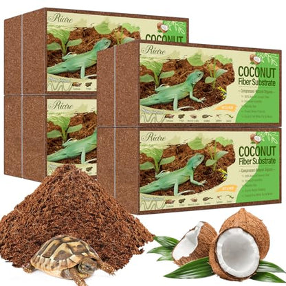 Riare 8 Pack Natural Coconut Fiber Substrate for Reptile- Premium Compressed Coconut Husk Terrarium Bedding for Reptile, Tortoise, Frogs, Snakes Hermit Crabs, Burrowing Animals - color: 8 pack