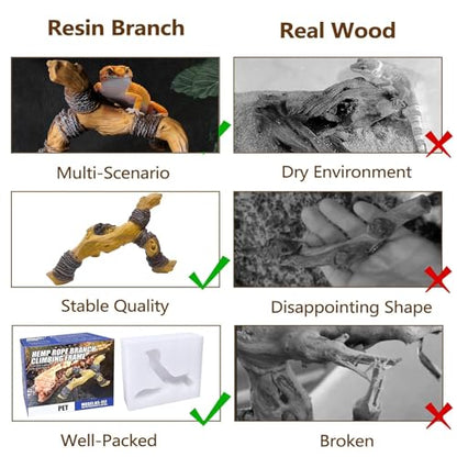 Tfwadmx Snake Climbing Branch, Reptile Climbing Decor Resin Reptile Climbing Wood Branches, Gecko Tank Branches Decor for Lizards, Tarantulas, Hermit Crab, Frogs - size: 7.3x6.1x4.7IN | Rack Branch