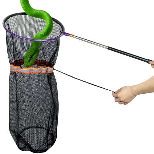 IC ICLOVER Snake Catcher Net+52" Snake Tongs with 39" Snake Hook, Reptile Grabber Rattle Snake Catcher Wide Jaw Handling Tool,Snake Catching Net with Telescopic Pole, Adjustable Snake Capture Stick