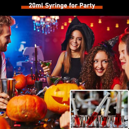 5Pack 20ml Plastic Syringe with caps for Liquid Measuring,Oral,Scientific Labs,Feeding Pets, Oil or Glue Applicator, Halloween Party, Sterile Individually Packed