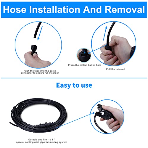Fogland Pump Misting System: Outdoor Misting System 49ft Misting Cooling System with 16pcs 0.016" Orifice Thread Stainless Steel Misting Nozzle for Patio Garden Backyard - size: 0.016" Orifice/49FT with 12V Pump