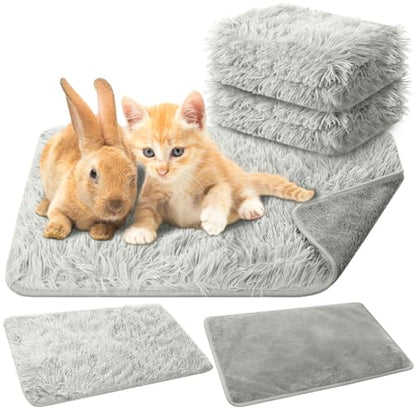 2 Pcs Guinea Pig Warm Bed Mat Small Pet Blankets Dog Bedding Guinea Pig Fleece Cage Liners Washable Waterproof Mats Sleep Pad Cover Hamster Cat Dog Cage Liners Accessories(Rectangle,24 x 16) - size: 24 x 16"