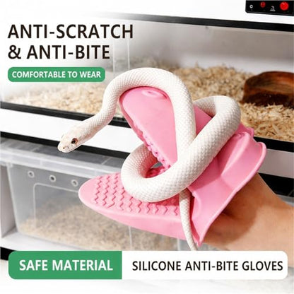Silicone Pet Grip Gloves, Anti-Scratch Anti-Bite Hand Cover, Food-Grade Non-Toxic, Non-Slip Design, Random Color for Reptiles, Snakes, Small Aggressive Pets