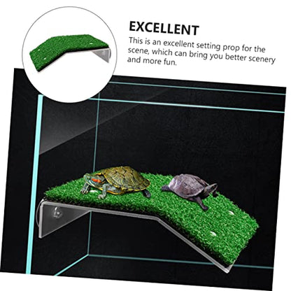 1pc Tortoise Climbing Ladder Basking Platform Simulated Grass for Aquarium Decor Turtle Resting Terrace and Ramp for Reptiles Easy to Clean and Pet Accessory