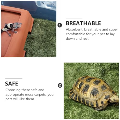 2pcs Natural-Looking Reptile Moss Carpets for Climbing Pets Absorbent Mats Breathable and Washable Terrarium Bedding for Tortoises and Amphibians