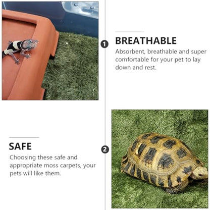 2pcs Natural-Looking Reptile Moss Carpets for Climbing Pets Absorbent Mats Breathable and Washable Terrarium Bedding for Tortoises and Amphibians