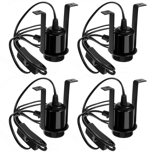 4 Pcs Reptile Ceramic Heat Lamp Holder Ceramic Light Socket Reptile Light Fixture Pet Heater Bracket for Amphibian Pet Terrariums Habitat Gecko Lizard Tortoise, 85 - 265 V Voltage, Max 200w (Black) - color: Black