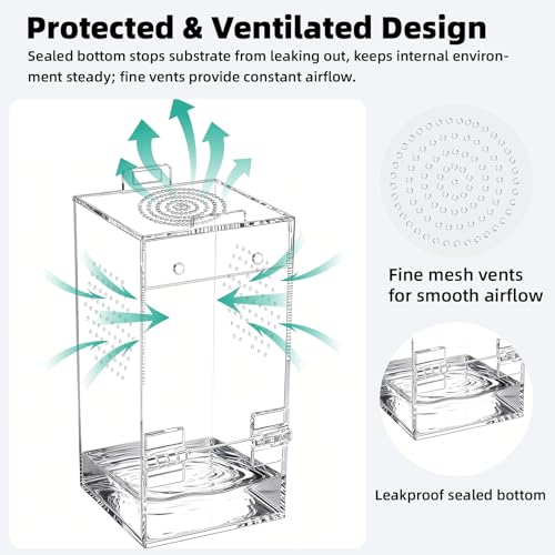 Acrylic Jumping Spider Enclosure 3.5×3.5×7 In – Can Be Hung | Magnetic Jumping Spider Enclosures | Ventilated&Stackable Spider Habitat | Tiny Spider Enclosure for Jumping Spiders & Praying Mantis Cage