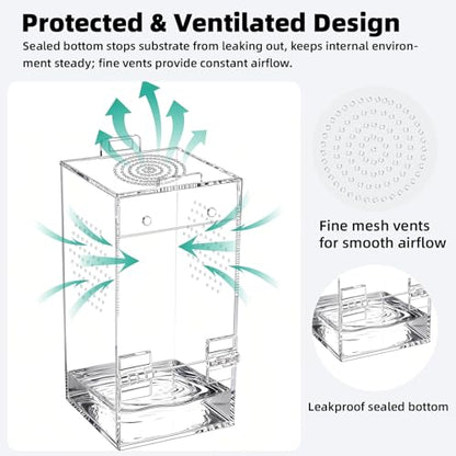 Acrylic Jumping Spider Enclosure 3.5×3.5×7 In – Can Be Hung | Magnetic Jumping Spider Enclosures | Ventilated&Stackable Spider Habitat | Tiny Spider Enclosure for Jumping Spiders & Praying Mantis Cage