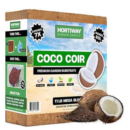 11lbs Premium Coco Coir Brick -100% Organic Coconut Coir for for Plants, Low EC & pH Balance, Natural Compressed Growing Medium, Coconut Core for Gardening Planting & Potting Soil Substrate