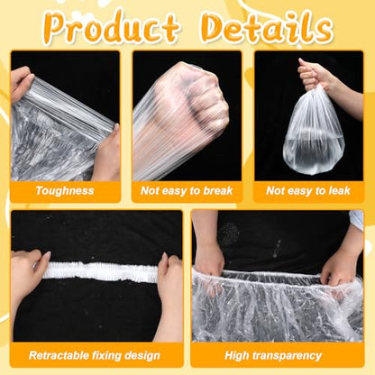 60 Pcs Disposable Plastic Cage Liners 27x19 inch Clear Bunny Litter Box Liners Elastic Small Animals Toilet Film Cover Bags for Hamster Ferret Hedgehog Guinea Pig