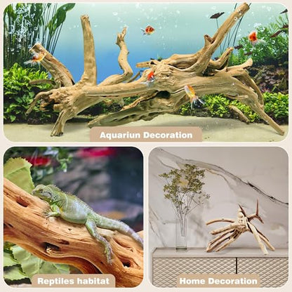 WDEFUN Natural Spiderwood for Aquarium Decor 3-Piece 7''-11'' Long Natural Driftwood Branches for Fish Tank Decorations - size: Spiderwood （7-11 inch pack of 3）