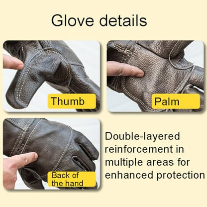 ThreeH Animal Handling Gloves Falconry Cat Scratch Proof Reinforced Leather Glove - size: Small