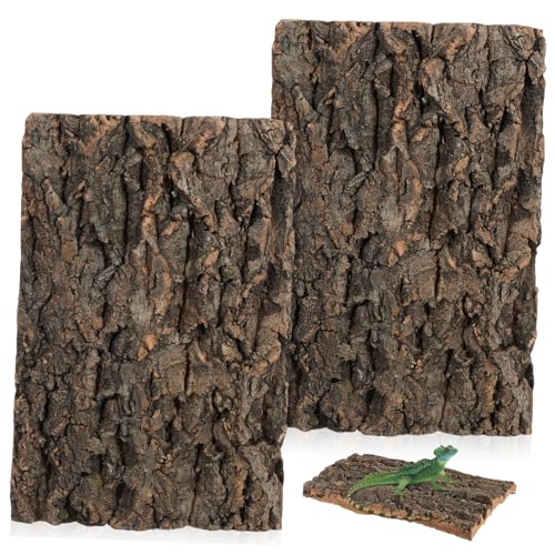 BESPORTBLE 2pcs Cork Bark Reptile Decor for Climbing Tanks Background for Terrarium and Aquarium for Lizards Bearded Dragons