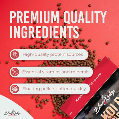 Blue Ridge Koi Fish Food 2lb - Koi Food 3/16” Large and Mini Blend Growth Formula, Goldfish Food, Premium Fish Food for Ponds, Ponds Fish Food, Floating Pond Pellets - size: 2 Pound (Pack of 1)