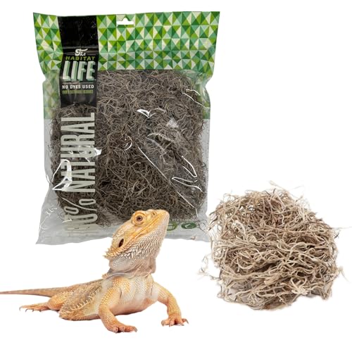 The Habitat Life - Natural Spanish Moss - for Reptiles, Amphibians & Invertebrates Terrariums - Humidity Control - Breathable Bedding - Dye-Free & Safe - Medium - 1 Pack - size: Medium, style: Spanish Moss