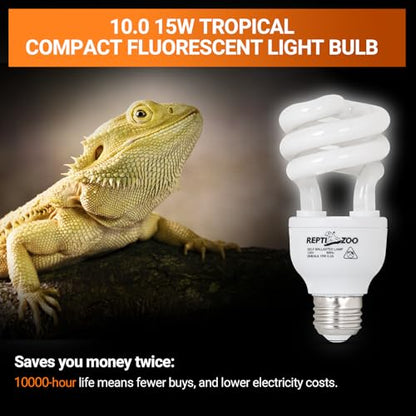 REPTI ZOO UVB Light for Desert Reptile 2 Pack, 10.0 15W UVA UVB Reptile Light Bulb, UVB Lamp for Bearded Dragons Tortoises Lizards Snakes - size: 10.0 15W