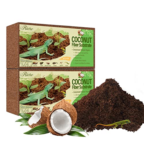 Riare 5.3 OZ Premium Sphagnum Moss for Reptiles 2 Pack Natural Compressed Coconut Fiber Substrate for Reptiles Terrarium Bedding for Tortoise, Frogs, Snakes Hermit Crabs, Burrowing Animals