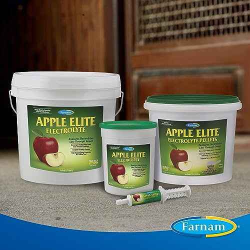 Farnam Apple Elite Horse Electrolytes Powder Supplement, Replaces Vital Minerals, Encourages Hydration, Sugar-Free, Contains Sodium, Potassium, Calcium & Magnesium, Apple Flavored, 5 lb - size: 20 pounds