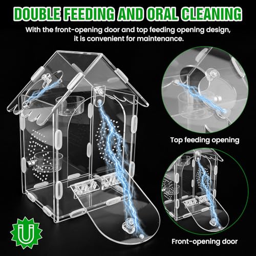 Jumping Spider Enclosure Kit, Clear Acrylic Reptile Enclosure Bug Habitat, Terrarium for Tarantulas, Mantis,Hermit Crabs,Snail(5" X 4" X 8")