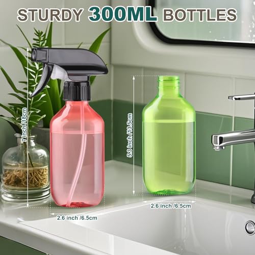 Bynccea Plastic Spray Bottles 2 Packs - 10 oz/300 ml Empty Small Water Spray Bottles - BPA Free Plastic Refillable Containers for Hair, Gardening, Plants