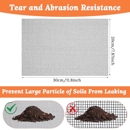 10pcs Plant Mesh,11.8x7.8 Inch Reusable Mesh for Plants,Terrarium Mesh for Drainage Soil Leakage Prevention, Indoor & Outdoor Potted Plants