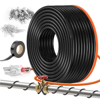 135FT（3FT-200FT） Pipe Heating Cable for Pipe Freeze Protection, Heat Cable for Water Pipes(Metal and Plastic), Pipe Heat Tape Keeps Water Flowing at -40°F 5w/ft, 120V Plumbing fixture - size: 135FT