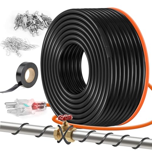 155FT（3FT-200FT） Pipe Heating Cable for Pipe Freeze Protection, Heat Cable for Water Pipes(Metal and Plastic), Pipe Heat Tape Keeps Water Flowing at -40°F 5w/ft, 120V Plumbing fixture - size: 155FT
