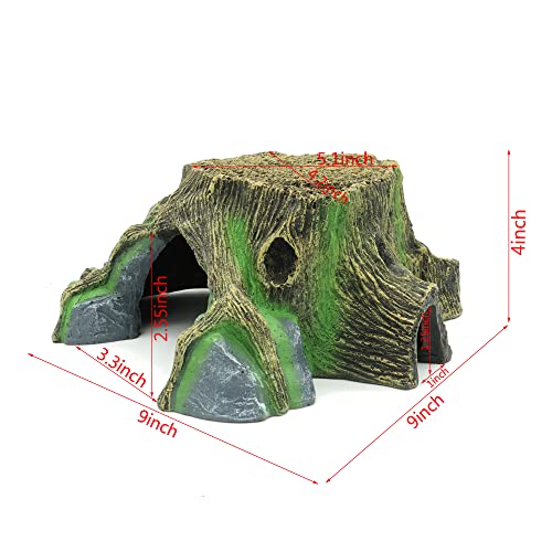 JIHAQUA Resin Large Turtle Tank Accessories Reptile Hideouts Cave Habitat Decor for Gecko Leopard Lizards Toad